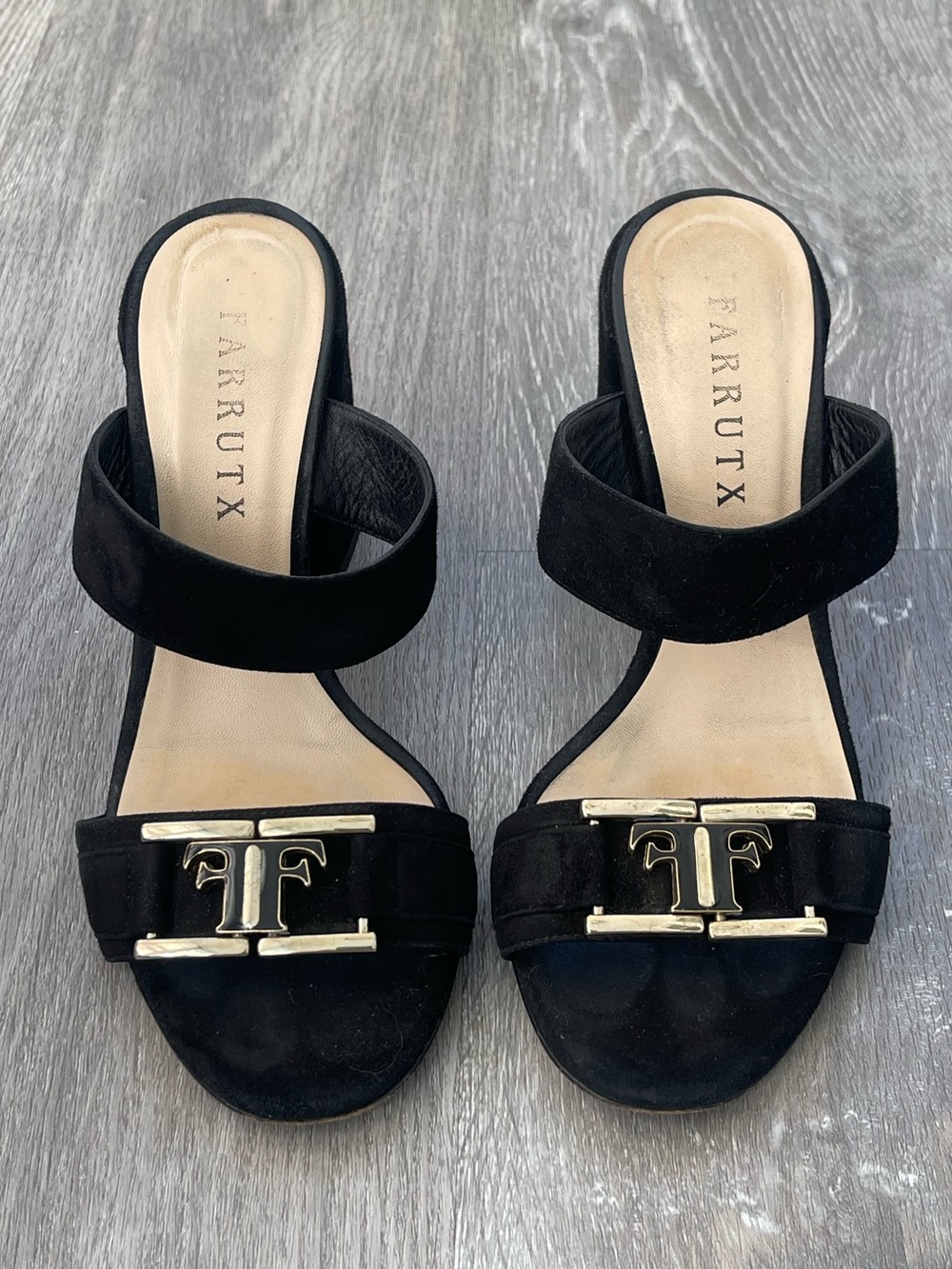 Farrutx Suede Double Strap Heels Size 38 (US 7-7.5)